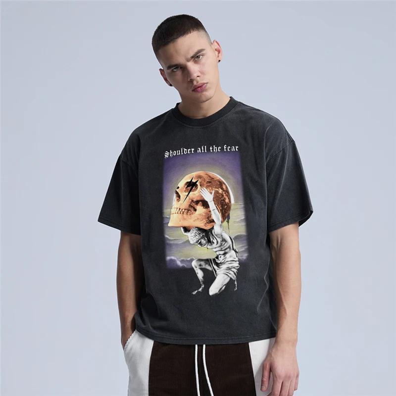 

Men's Casual Clothing Popular Oversized T-shirt Fashion Design Vintage Street Wear Cyber Celebrity Stylish Cotton