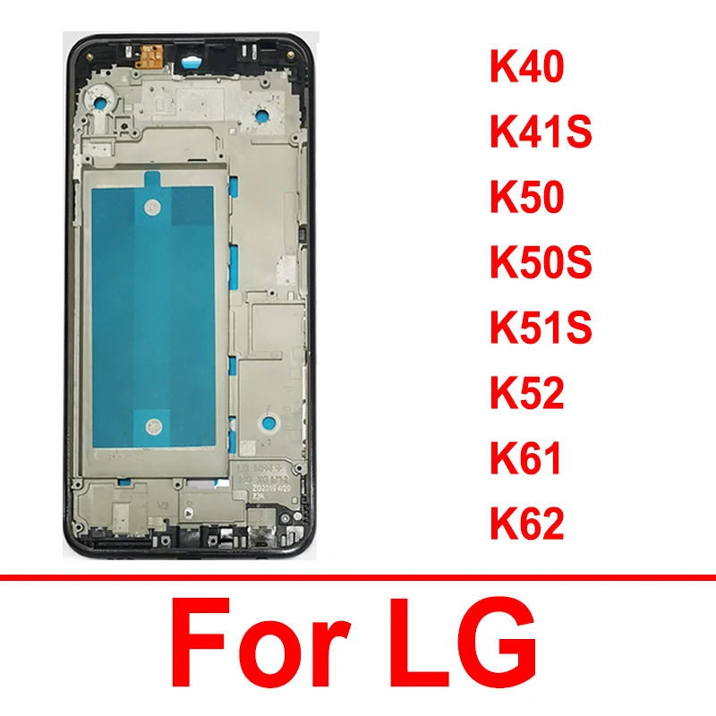 Передний корпус ЖК-дисплея для LG K40 K41S K50 K50S K51S K52 K61 K62, передняя рамка ЖК-экрана, чехол, детали корпуса