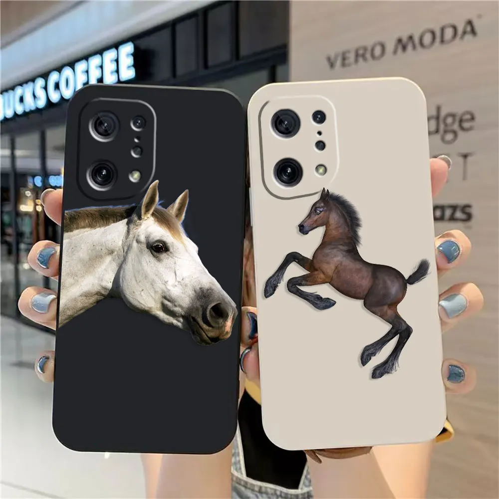 

Case For OPPO FIND X5 X3 X2 REALME X50 RENO 2 4Z 4 6 7 Lite 5Z 5F 7Z 4G 5G PRO Simple Liquid Silicone Case Handsome Horse