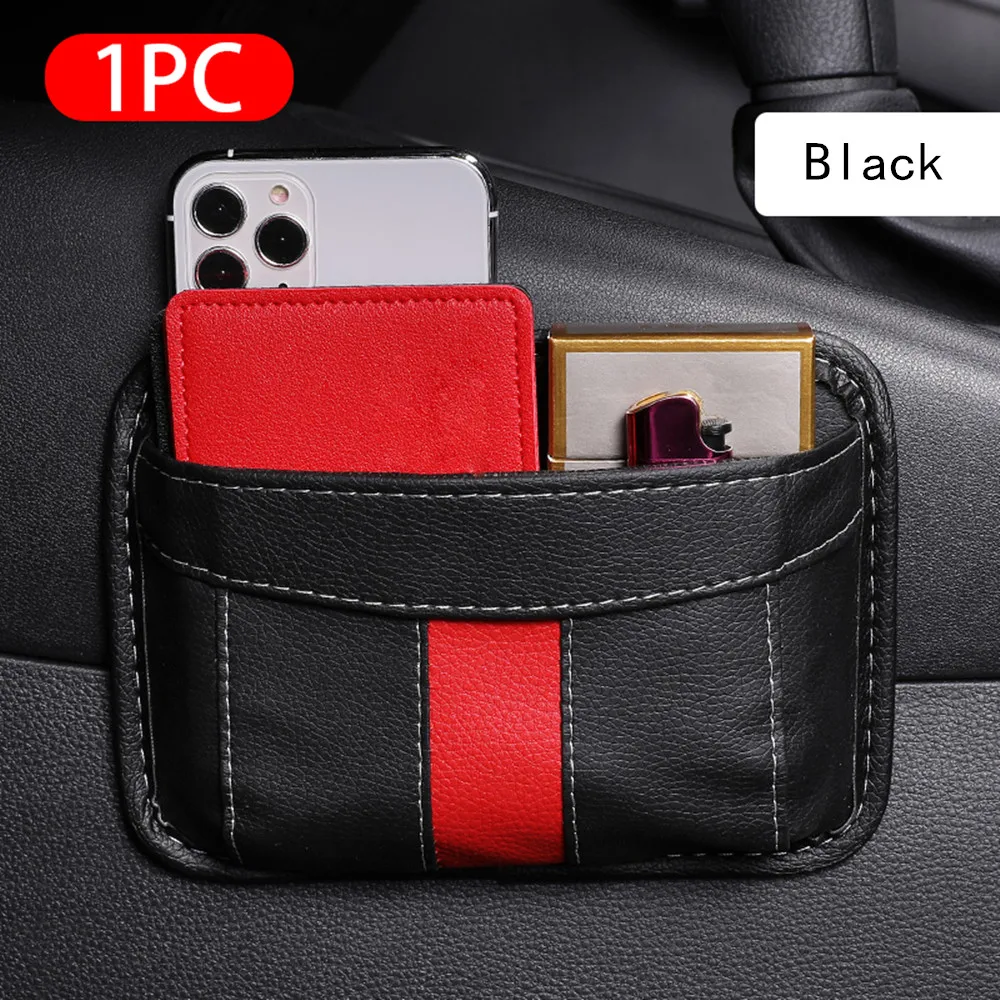 

PU Leather Car Storage Pocket Seat Side/Back Organizer Bag Storage Box Small Stuff Phone Key Card Glasses Auto Stowing Tidying