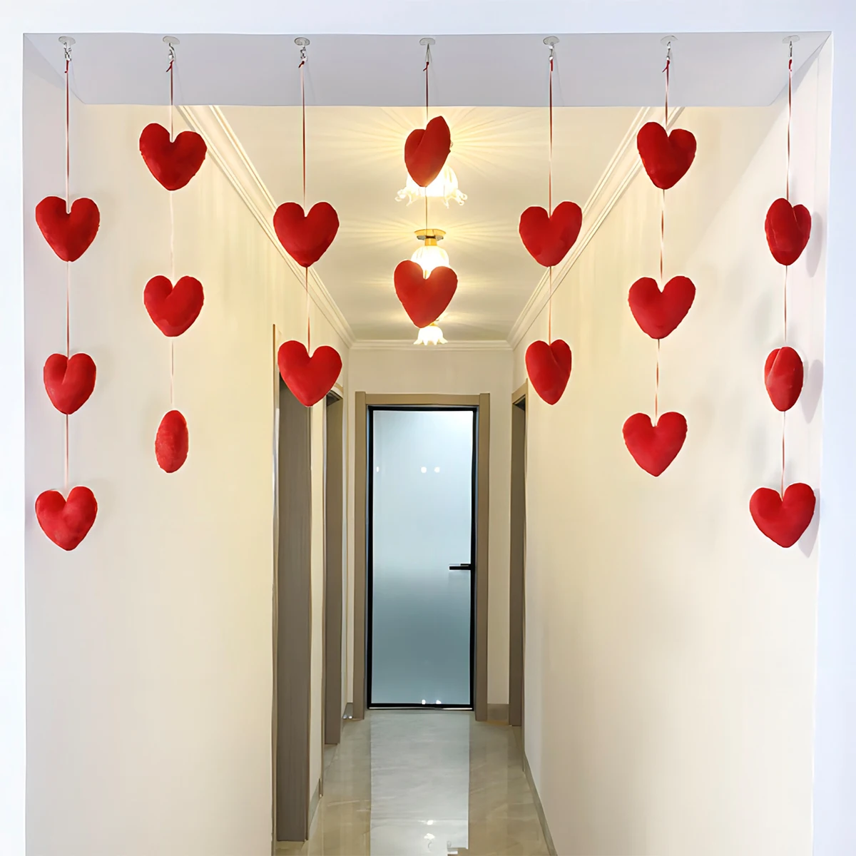 

Сердечки из розового персикового текстиля