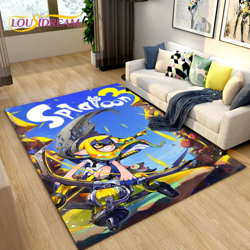 

Splatoon,PC Game Gamer Cartoon Area Rug,Carpet Rug for Living Room Bedroom Sofa Doormat Decoration, Kids Play Non-slip Floor Mat
