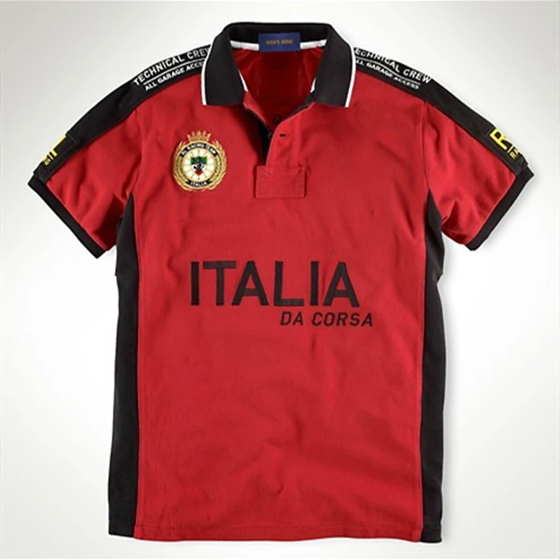 

Рубашка-поло мужская с коротким рукавом, 100% хлопок, с отворотом, с вышивкой