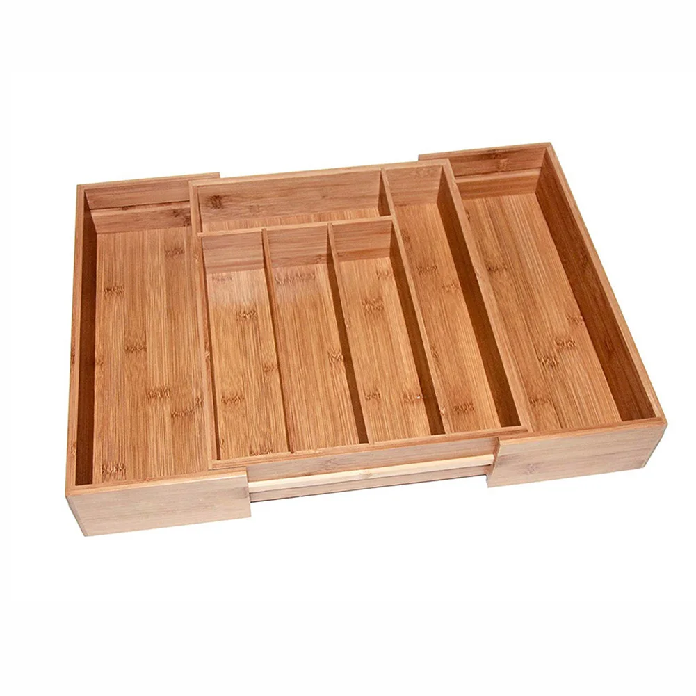

Storage Box Expandable Practical Home Supplies Cutlery Tray Bamboo Multifunction Tableware Drawer Organizer Compartment