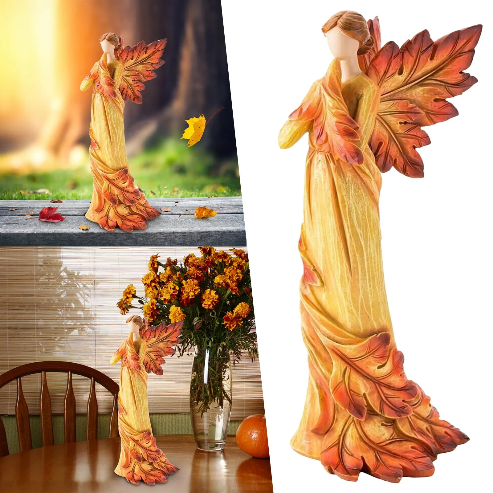 

Autumn Maple Leaf Angel Wing Angel Figures Statue Resin Crafts Home Office Desktop Ornaments Creative Sculpture For Garden Decor