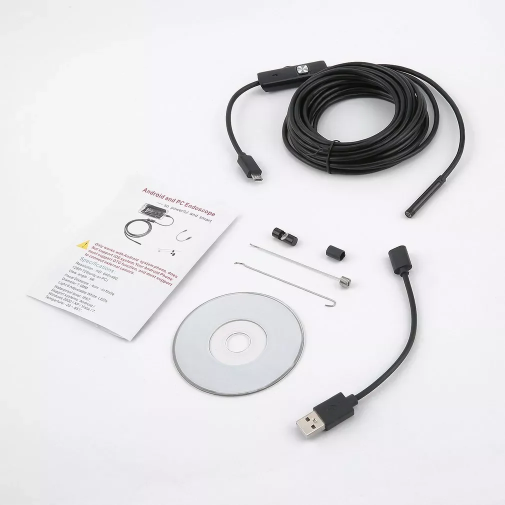 

1m 2m 5m 10m Semi-rigid USB Endoscope Camera 5.5MM IP67 Waterproof Snake Camera With 6 Led Windows Macbook PC Android Endoscope