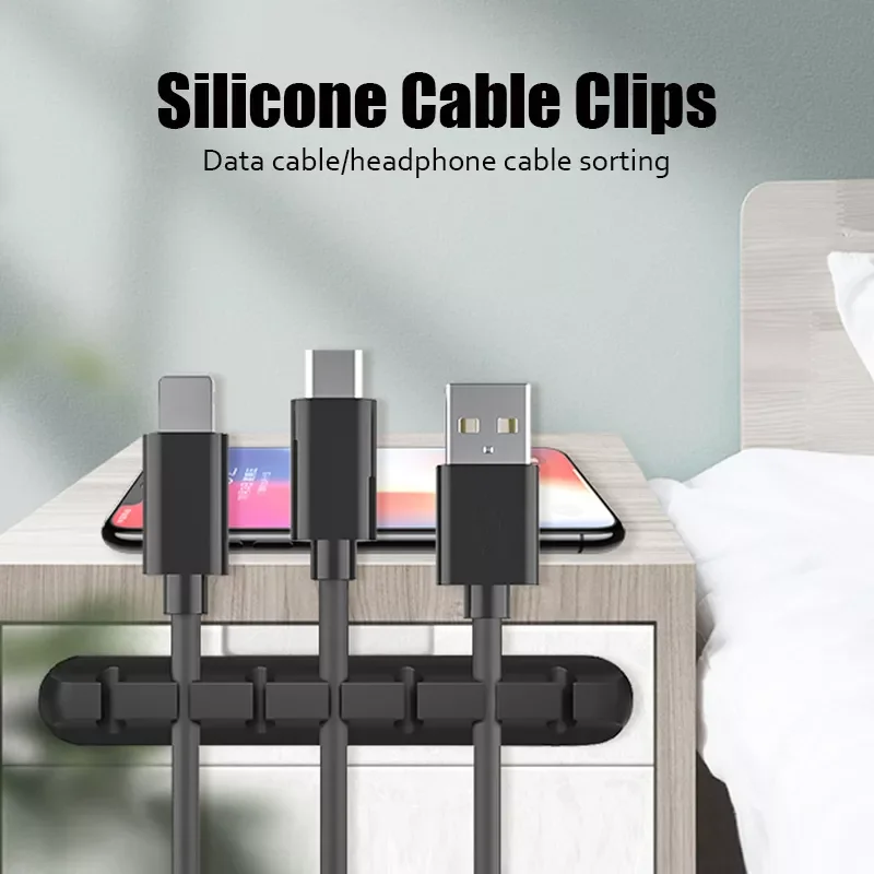 

Holder for Cable Organizer Silicone USB Cable Winder Desktop Tidy Management Clip for Mouse Earphone Cable Organizer