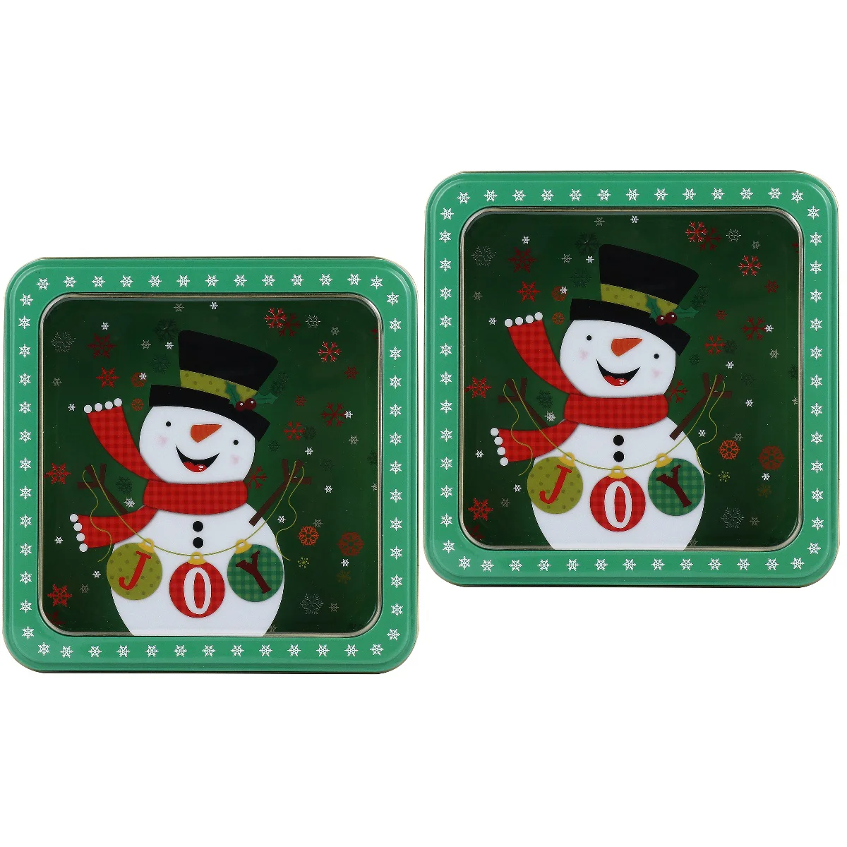 

2 pcs Creative Christmas Candy Box Gift Box Tinplate Baking Wrapping Box
