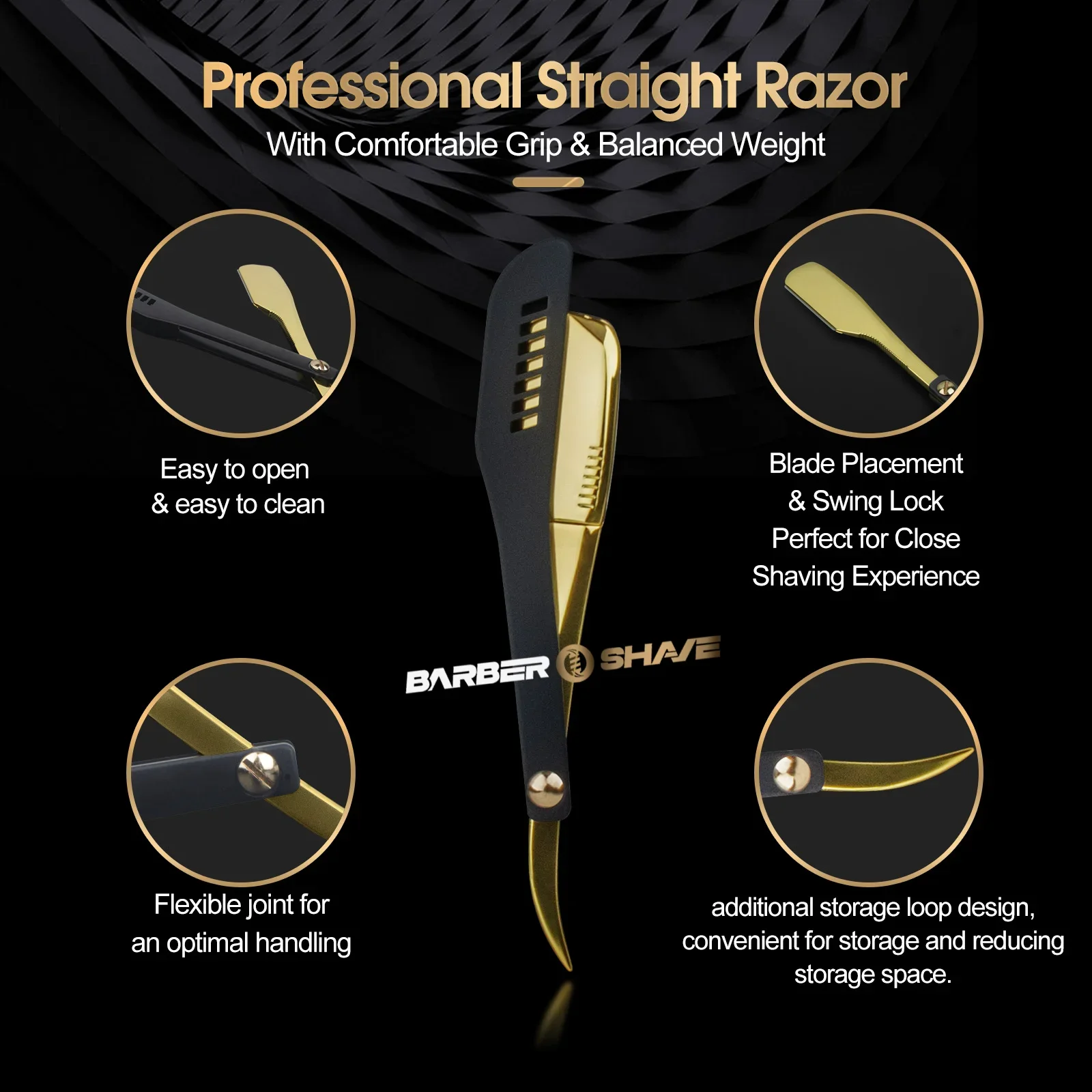 Профессиональная Прямая Бритва Для Мужской Стрижки И Бритья Бороды - Складная