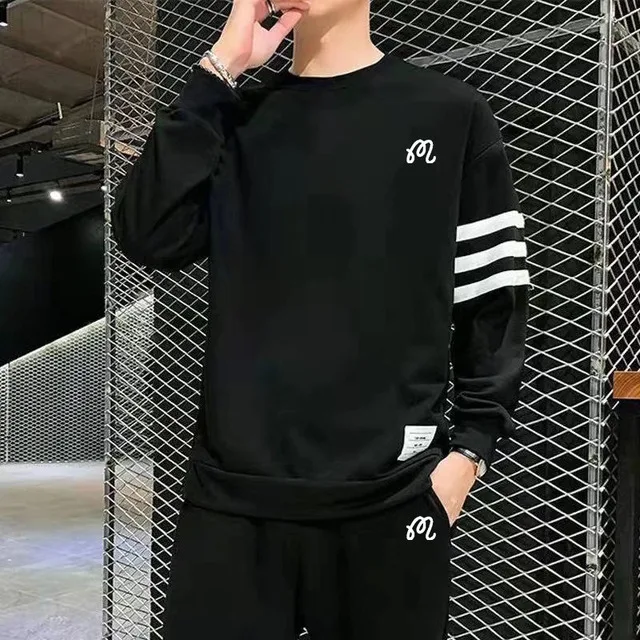 

Malbon Men's Leisure Golf Sport Fashion Trend Large Round Neck Sweater Two-Piece Set Autumn Long Sleeve Shirt Pants Clothing