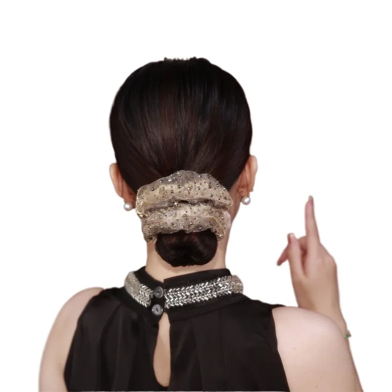 Двухслойные резинки для волос из органзы большие резиновые эластичный держатель