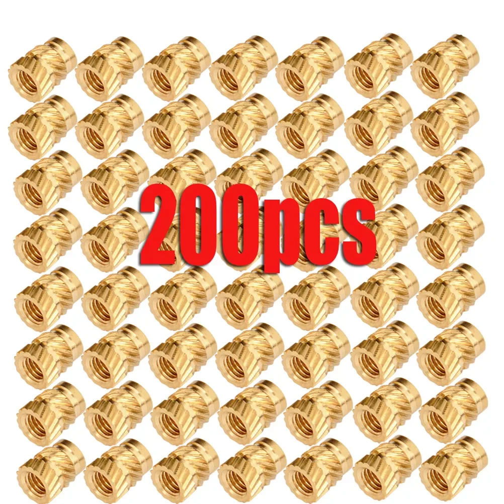 

200pcs M3 M3*5.7-OD4.6 Thread Brass Knurled Inserts Nut Heat Embed Parts Female Pressed Fit into Holes for 3D Printing supplies