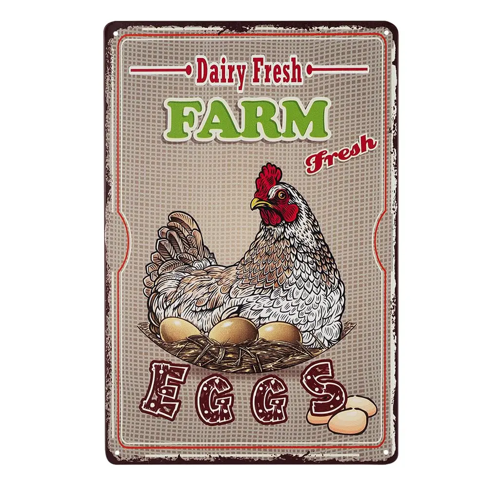 Винтажная металлическая вывеска Молочные свежие яйца настенный художественный
