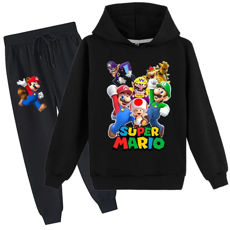 

Mario Peripheral Children Clothing Children's Cartoon Print Spring and Autumn Fashion Hoodie Sweatshirt + Leggings Trousers Set