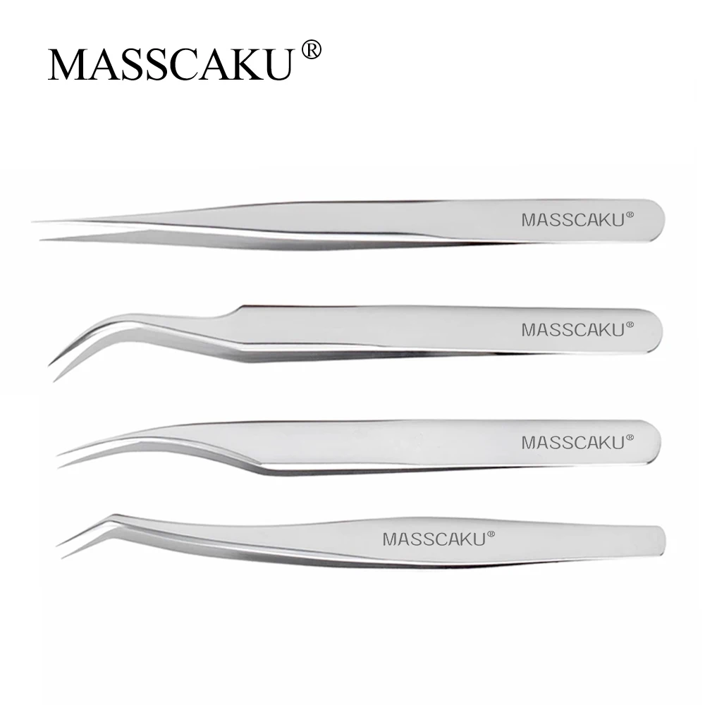 

MASSCAKU Eyelash Extension Tools Superhard Stainless Steel Labor-saving Anti-Static Supplies Professional Tweezers