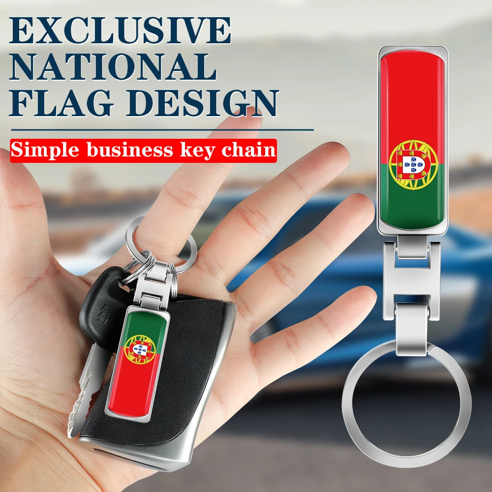 

1Pcs Car Accessories 3D Metal Alloy Portugal National Flag Emblem Car Key Chain Keyring Car Pendant Fashion Gifts Car Styling