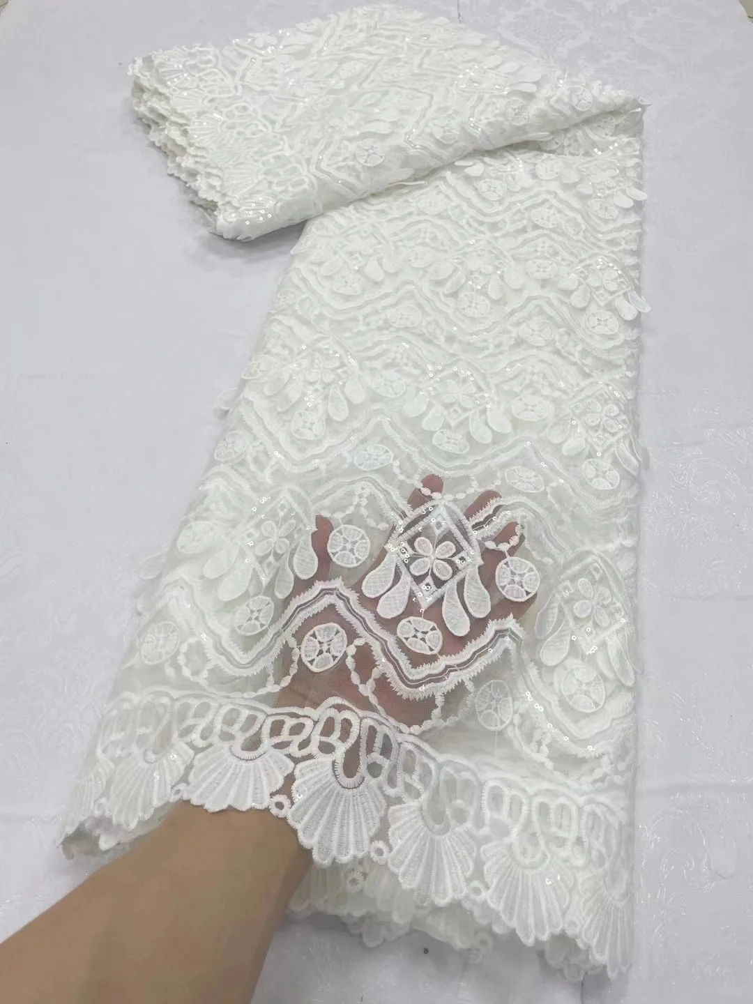 Африканская французская Кружевная Ткань 5 ярдов Высококачественная гипюровая