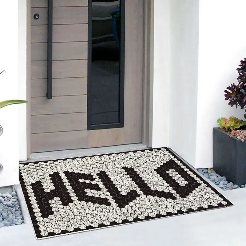 

Personality Customize Pvc Silk Loop Door Entrance DIY Rugs Easy To Clean Doormats Hallway Arbitrary Cropping Decorative Carpet