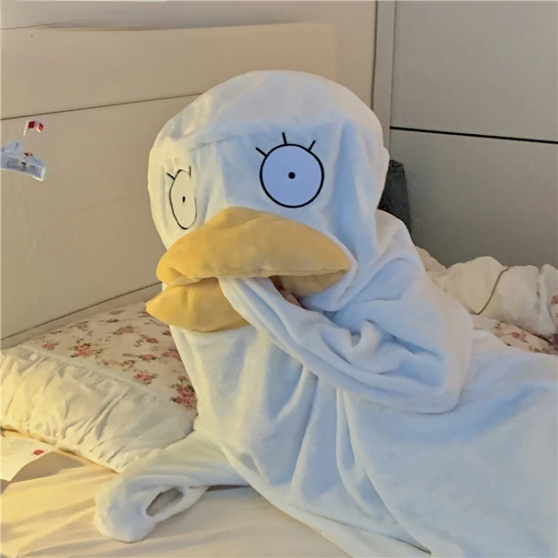 Women's Cute Duck Pajamas With Duck Shoes Autumn Winter Kawaii Home Sleeping Dress Oversize Sweet Fuzzy Homewear 2022