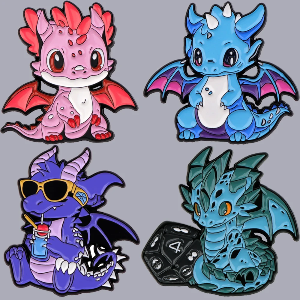 Эмалированная брошь с изображением динозавра Kawaii