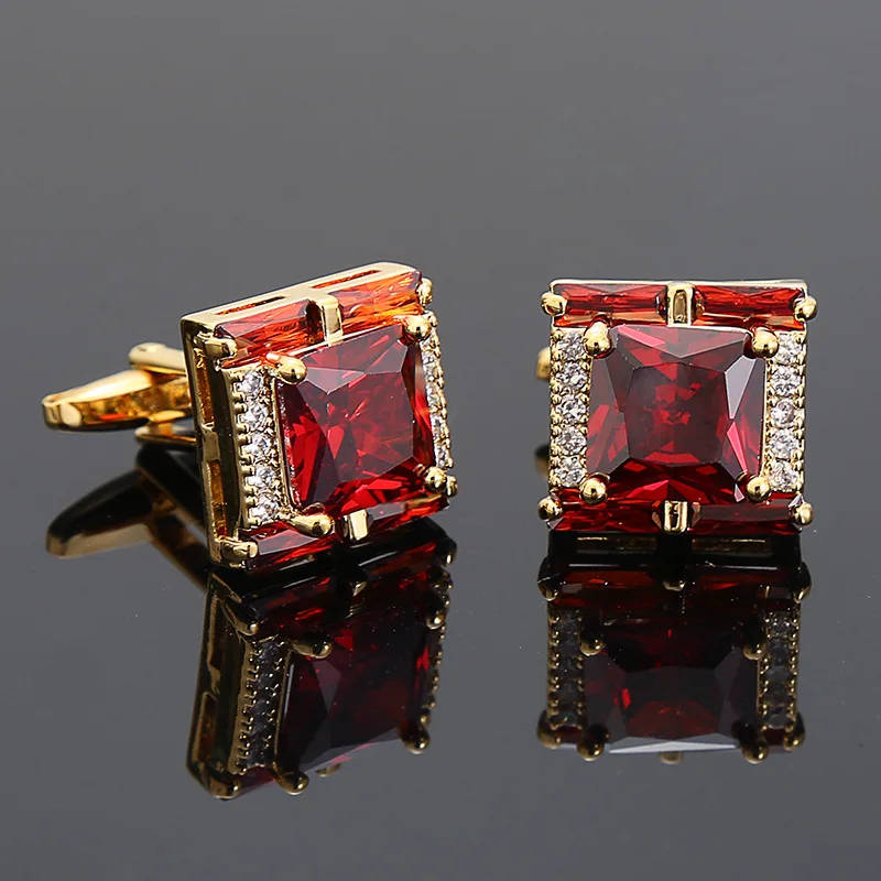 

High-end Zircon Cufflinks for Mens Square Crystal French Shirt Suit Cuff Links Buttons Luxulry Jewelry Wedding Accessories
