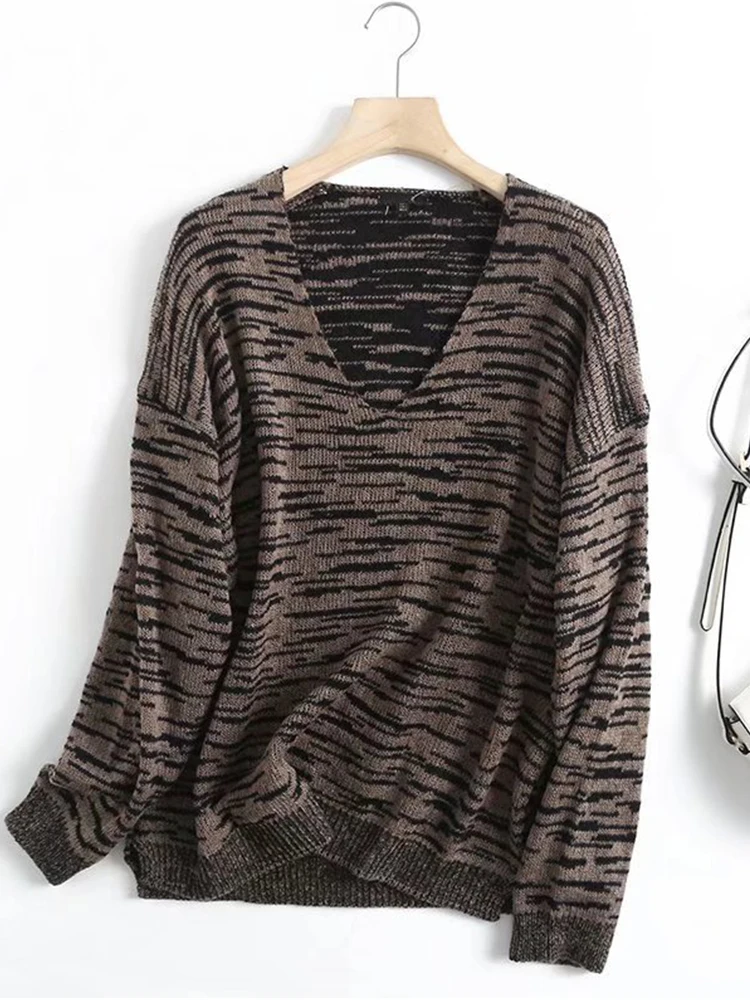 

YENKYE New Fall Fashion Women Long Sleeve V Neck Casual Knit Sweater Female Loose Vintage Pullovers Autumn Tops