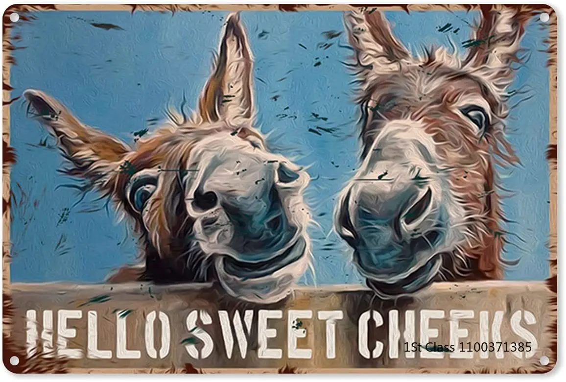 

Металлический жестяной Настенный декор-винтажный Hello Sweet Cheeks Donkeys жестяной знак для туалета ванной комнаты