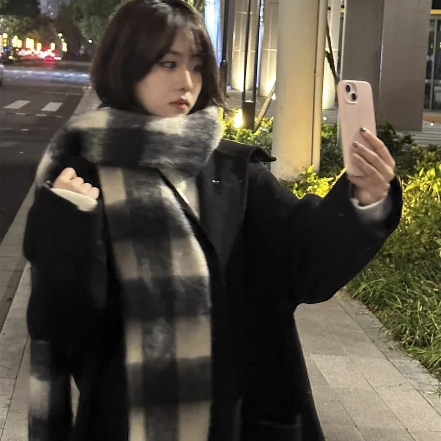 Женский зимний высококачественный мохеровый шарф Универсальный теплый