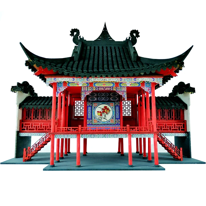 

1:50 Wooden Model House Hui-style House Ancient Chinese Architecture Building Blocks DIY Assembly Wooden Model Building kits