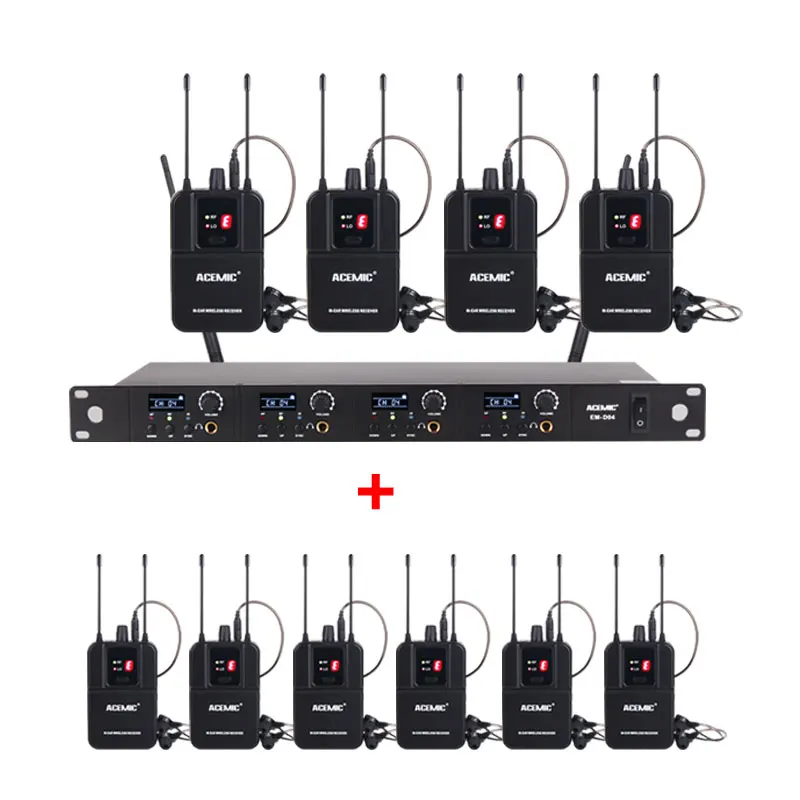 

Беспроводная внутриканальная система мониторинга ACEMIC EM-D04, профессиональный IEM для сцены, возврат с несколькими приемниками Bodypack