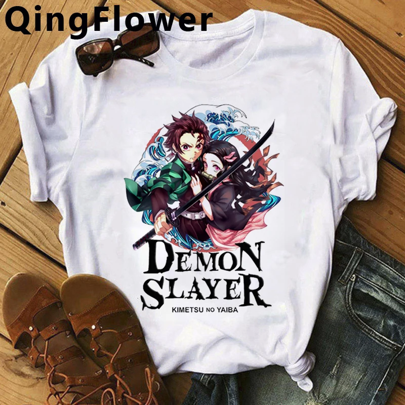 Футболка женская с изображением японского киметасу No Yaiba Nezuko топ рисунком из