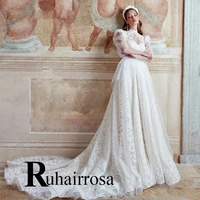 ruhair luxury illusion wedding dresses for women lace up charming brush train sweetheart dropping shipping vestido de casamento