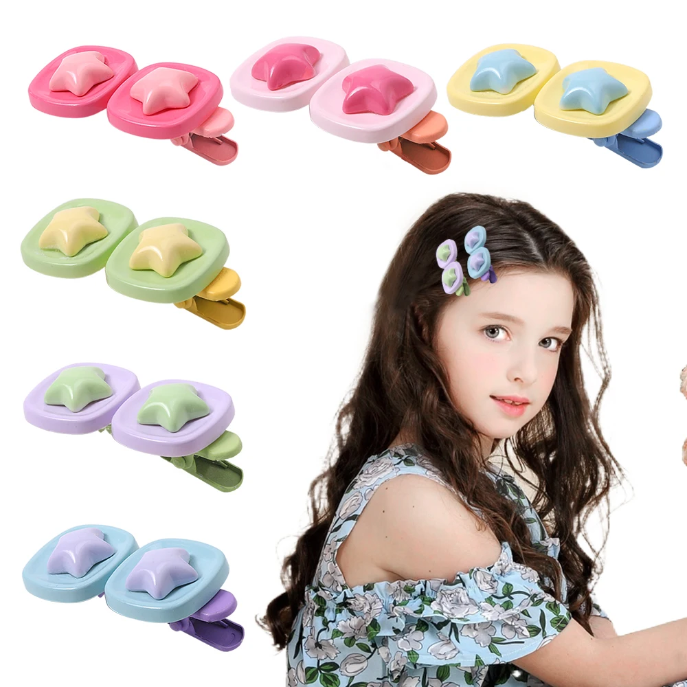 

6pcs StarColorful Alloy Star Hair Clip For Girls Sweet Hair Decorate Side Hairpin Hairgrip Barrette Kids Lovely Hair Accessories
