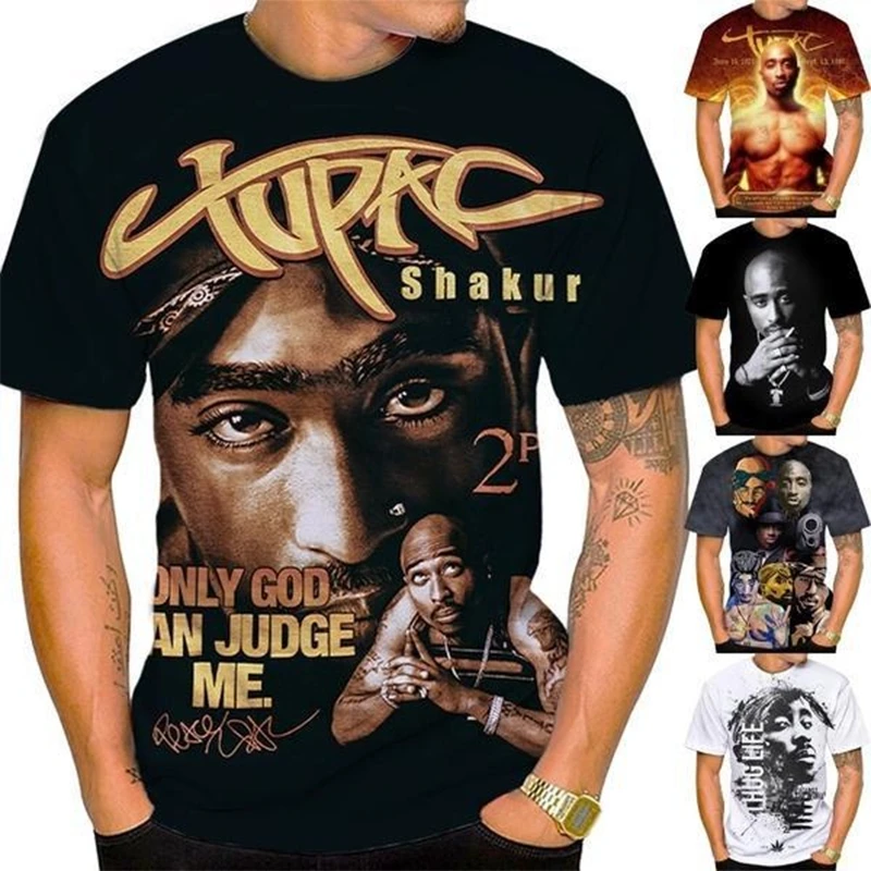 

2023 New Women Men Fashion 3D Print Tupac Shakur 2Pac T-shirt Summer Casual Personality Hip-hop Streetwear Cool T-shirt 100-6XL