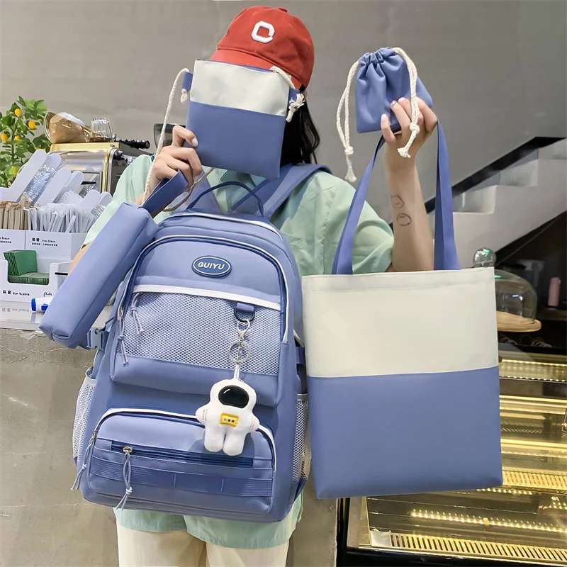 4 комплекта/шт. женский рюкзак для ноутбука школьные рюкзаки с лентами милый