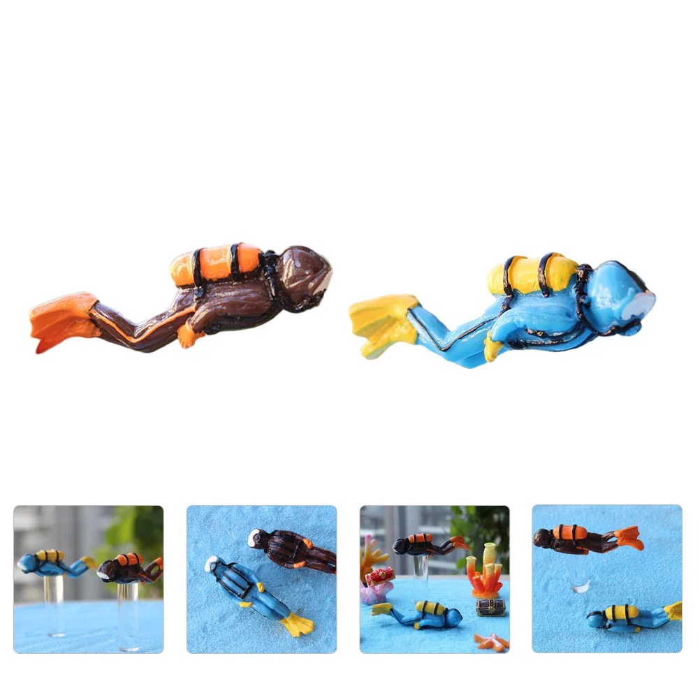 

Diver Aquarium Resin Ornament Decor Tank Frogman Figurine Hiding Cave Adventurer Decoration Sculpture Craft Underwater