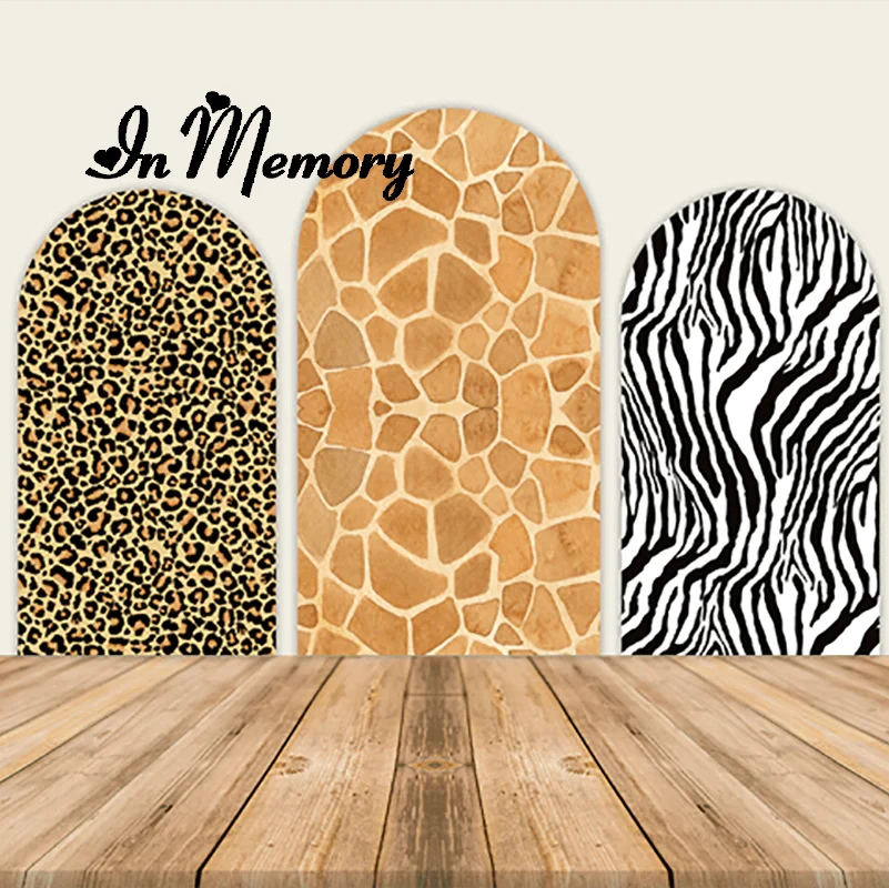 

Animals Theme Arch Backdrop Cover Zebra Giraffe Leopard Print Safari Jungle Birthday Party Arched Wall Covers