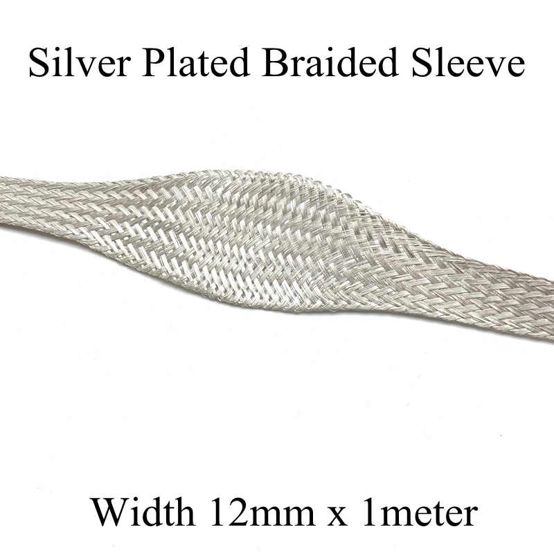 

Silver Plated Copper Braided Sleeve 12mm Metal Sheath Anti Interference Screening Audio Speaker Wire Wrap Signal Cable Shielding