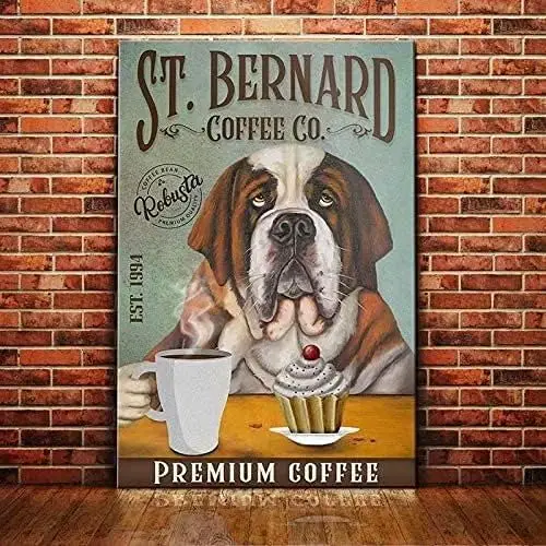 Оловянная вывеска UOAIUDT Vintage Bernard Dog St. Coffee Co. Премиальный кофейный металлический