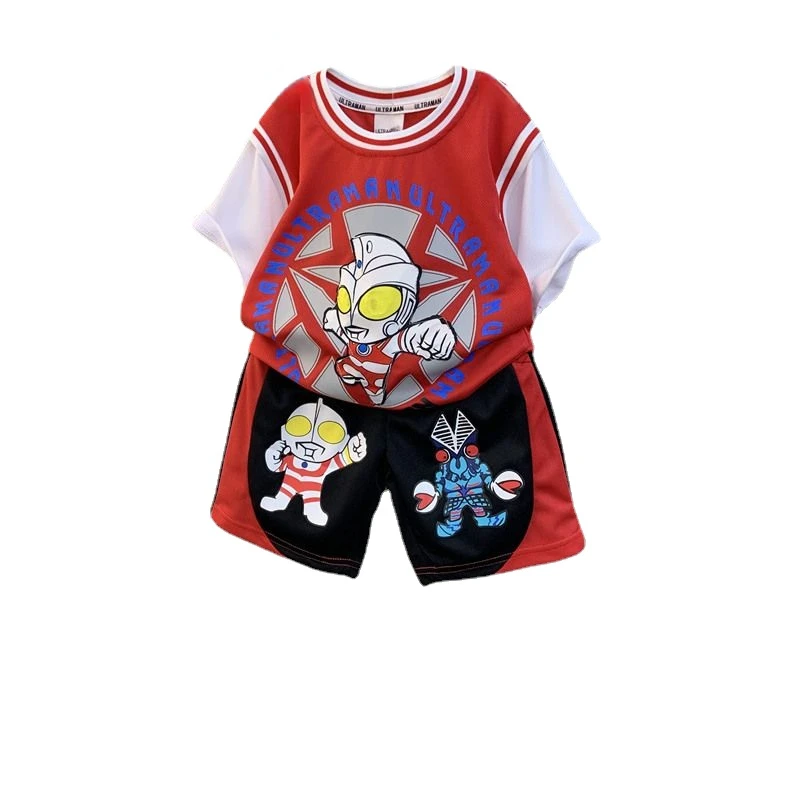 

Ultraman anime cartoon clothes boy sports suit new trendy cute children baby basketball uniform short-sleeved summer wholesale
