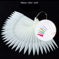 50pcs sharp fan shaped nail art false tips polish gel color practice display showing card sticks manicure tools
