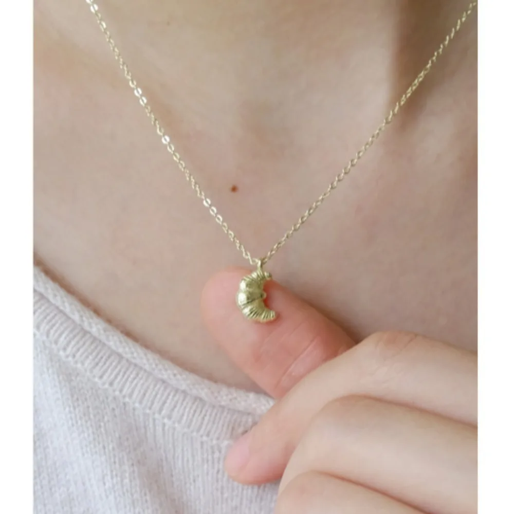 Медное ожерелье в форме круассана элегантная геометрическая форма подвеска