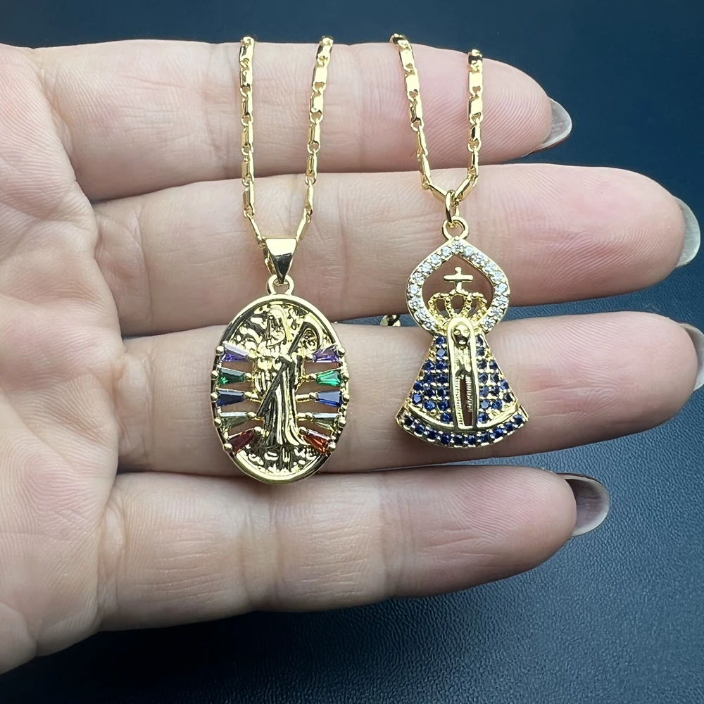 

High Quality Metal Zircon Death Virgin Pendant Necklace Women For 2022 Fashion Jewelry