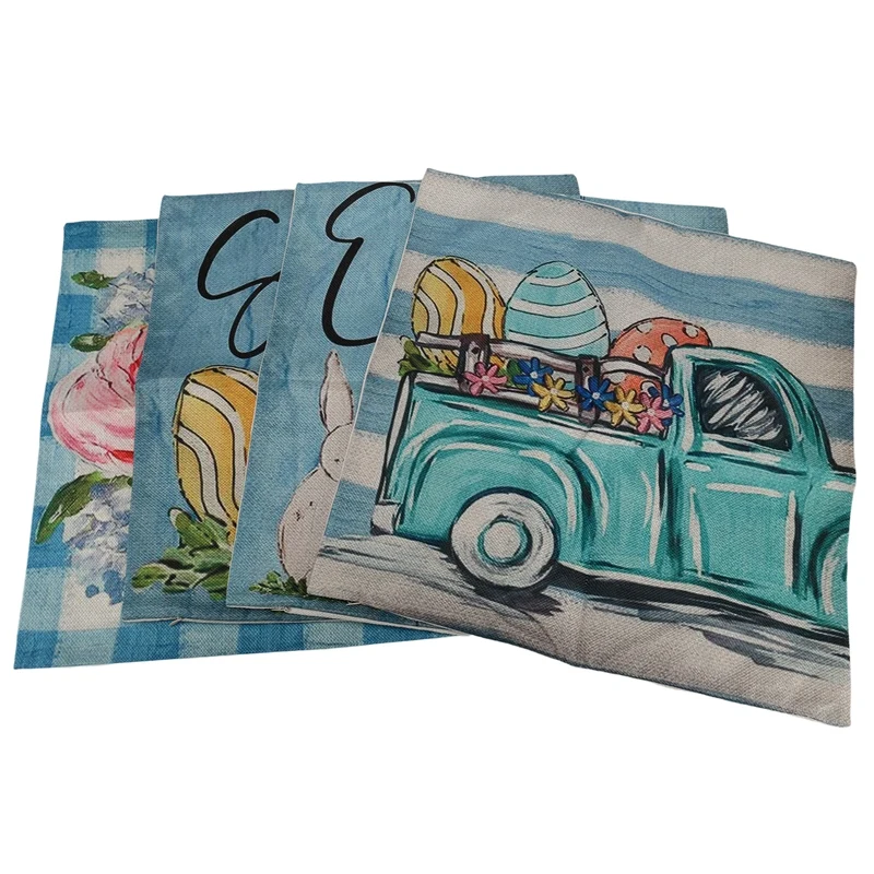 

Easter Throw Pillow Covers 18X18 Set Of 4 Easter Spring Decorations Cushion Case Decoration For Sofa Couch