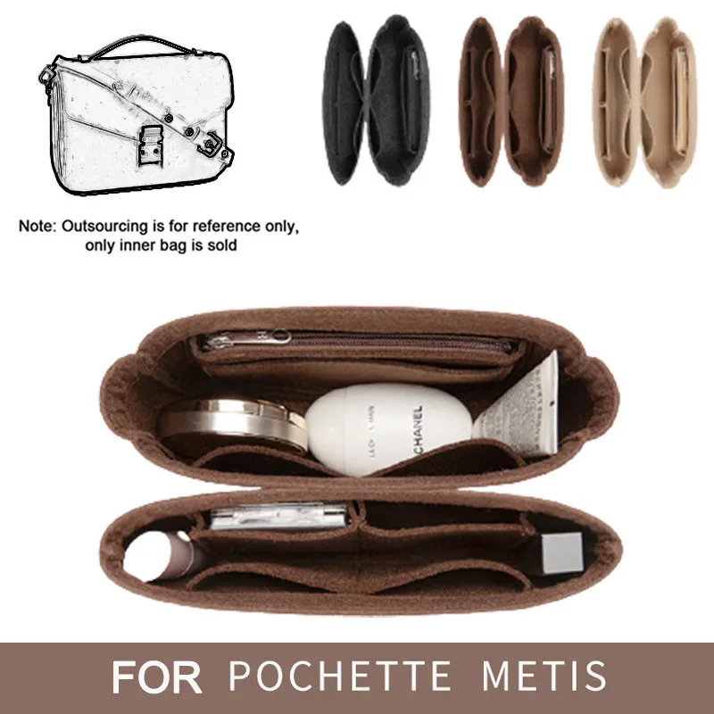 

For Pochette Metis Felt Insert Bag Organizer Makeup Handbag Organize Travel Inner Purse Portable Cosmetic base shaper for neonoe