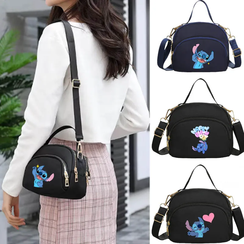 Disney Lilo &ampStitch New Nylon Phone Bags Women Shoulder Messenger Mobile Fashion Handbag Small Crossbody Bag