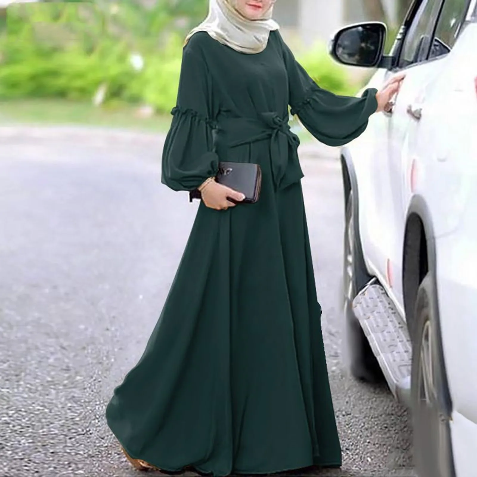 

Мусульманская Мода Дубай Abaya длинные платья для женщин с поясом мусульманская одежда Abaya с оборками платья для женщин мусульманская Djellaba