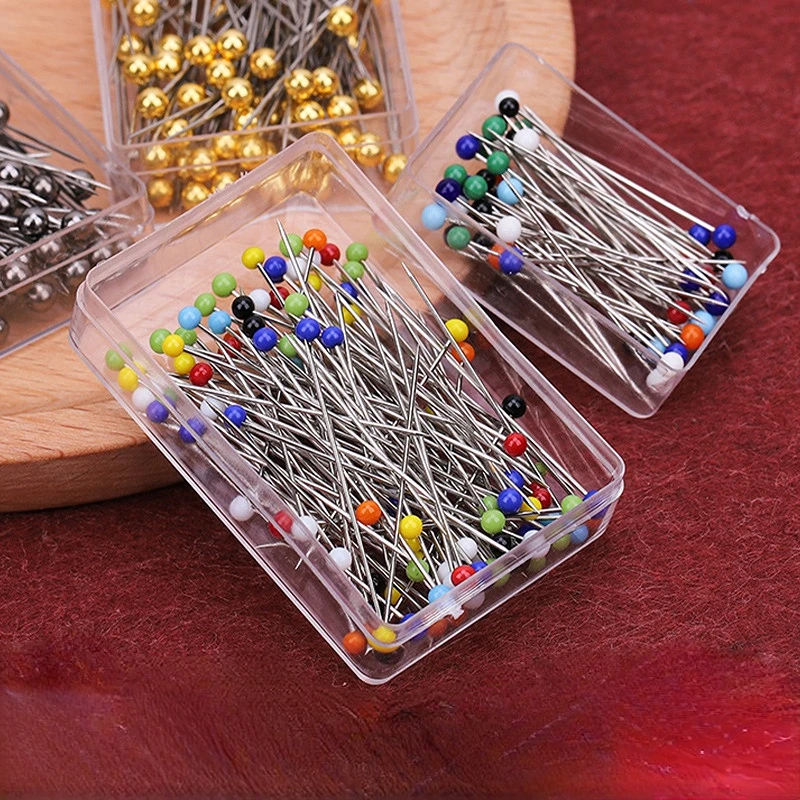 

50/100Pcs Colorful Round Pearl Head Needles Clothes Skirt Doll Positioning Needle for Dressmaking DIY Sewing Tools Positioning