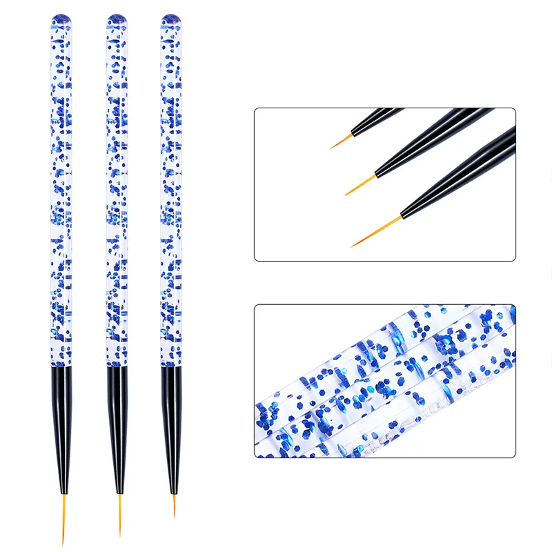 

Wholesale Cheap 3pcs/set High Quality Acrylic Nail Brush Pull Line Pen Drawing with Brush DIY Nail Art Brush Set