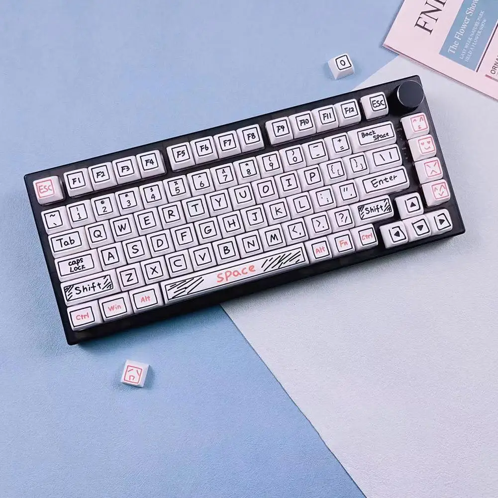 

126 клавиш, колпачки для клавиш с граффити, колпачки для клавиш XDA Profile PBT для Mx Switch, механическая клавиатура, милые персонализированные колпачки для клавиш с аниме